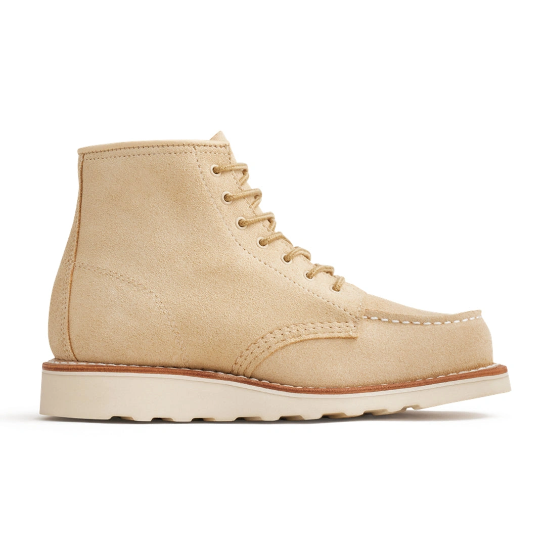 Cream Abilene Moc Toe Boots: Effortless Style, 6-Inch Perfection.